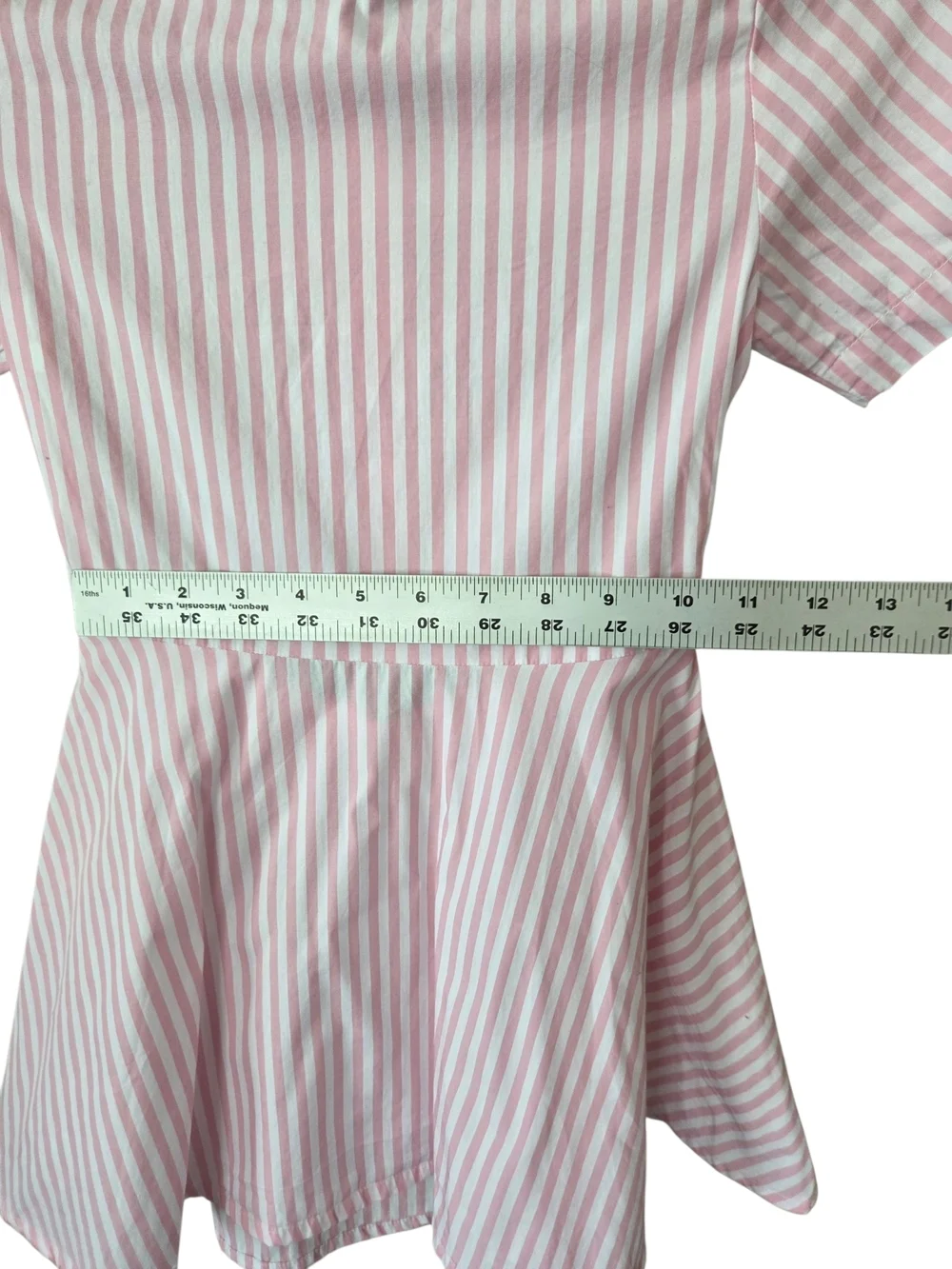 Pink & White Striped Polo Skater Dress with Palm Embroidery